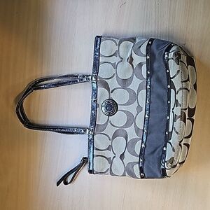 Coach Signature Stripe Studded Sateen Tote No G1220-F20014